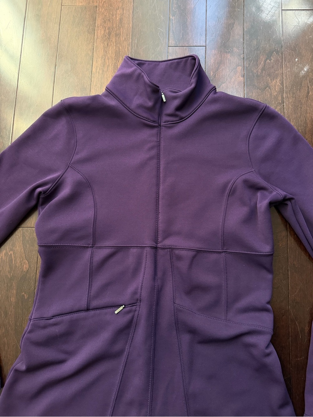 Athleta Cassidy Ponte Dress Medium, Purple, Half Zip, Long Sleeve, Pockets - Picture 2 of 8